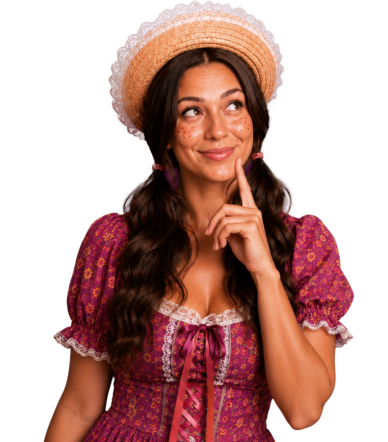 Mulher caipira sorrindo segurando carta de correio elegante